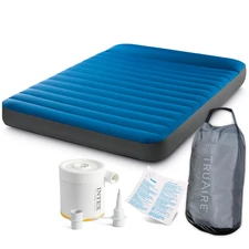 Надувной велюр матрас Intex 64013, 203 х 152 х 22 см, с USB насосом